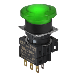 S16BR-H3GC12 Yeşil Renk 16mm Çap, 12V Led, 1 C Kontak, Mantar Kafa Buton S16BR-H3GC12 Yeşil Renk 16mm Çap, 12V Led, 1 C Kontak, Mantar Kafa Buton