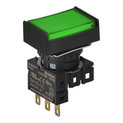 S16PRT-H1GC Yeşil Renk, 16mm Çap, Dikdörtgen, Işıksız, 1 C Kontak, Yaylı Buton