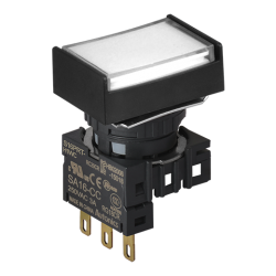 S16PRT-H1WC Beyaz Renk, 16mm Çap, Dikdörtgen, Işıksız, 1 C Kontak, Yaylı Buton