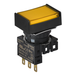S16PRT-H1YC Sarı Renk, 16mm Çap, Dikdörtgen, Işıksız, 1 C Kontak, Yaylı Buton S16PRT-H1YC Sarı Renk, 16mm Çap, Dikdörtgen, Işıksız, 1 C Kontak, Yaylı Buton