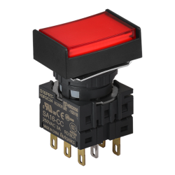 S16PRT-H4R2C24 Kırmızı Renk, 16mm Çap, Dikdörtgen, Ledli 24VDC , 2 C Kontak, Kalıcı Buton S16PRT-H4R2C24 Kırmızı Renk, 16mm Çap, Dikdörtgen, Ledli 24VDC , 2 C Kontak, Kalıcı Buton