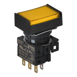 S16PRT-H3YC24 Sarı Renk, 16mm Çap, Dikdörtgen, Ledli 24VDC , 1 C Kontak, Yaylı Buton