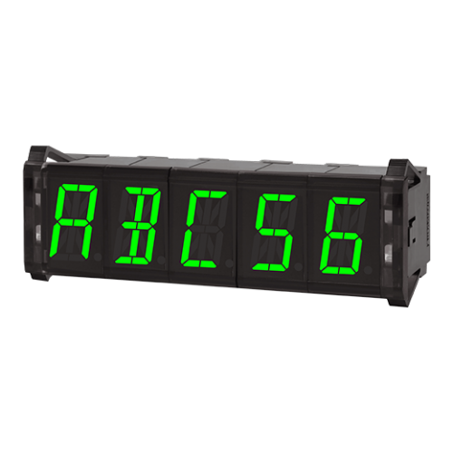 DA22-GT  16-segment LED, Yeşil, RS 485 Haberleşme giriş, 12-24VDc, Gösterim Aralığı: 64 karakter ve işareti görüntüler (0 - 9, A - Z, 27 işaret, nokta)