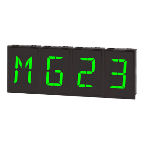 DA60-GT  16-segment LED, Yeşil, RS 485 Haberleşme giriş, 12-24VDc, Gösterim Aralığı: 64 karakter ve işareti görüntüler (0 - 9, A - Z, 27 işaret, nokta)
