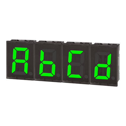 DS40-GT  7-segment LED, Yeşil, RS 485 Haberleşme giriş, 12-24VDc, Gösterim Aralığı:  G64 karakter ve işareti görüntüler (0 - 9, A - Z, 27 işaret, nokta)