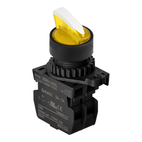 S2SRN-L3AYALM Sarı Renk 2 Konumlu (0-1) Kalıcı Normalde Açık Kontak 110-220VAC Ledli Yüzey Montaj Mandal Buton