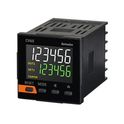 CX6S-1P4  48x48 6 Hane 100-220VAC, Gerilim veya Kontak Girişi (PNP/NPN),  LCD Ekranlı Dijital Sayıcı/Zamanlayıcı