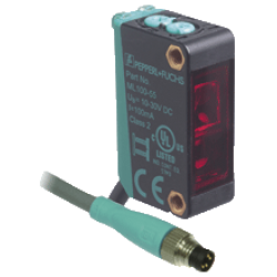 ML100-8-H-350-RT/33/103/115a  Kübik Minyatür, Arka Fon Bastırmalı, Algılama mesafesi 350mm, PNP L.On / D.On, 0,4m Kablolu M8 3 pin Konnektörlü Cisimden Yansımalı Fotoelektrik Sensör