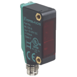 ML100-8-HW-5652 Kübik Minyatür, Arka Fon Analiz, Algılama mesafesi 80mm, PNP L.On / D.On, M8 4 pin Konnektörlü Cisimden Yansımalı Fotoelektrik Sensör