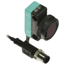 ML17-8-H-50-RT/115b/136 Minyatür Kübik+ M18 Silindirik, Arka Fon Bastırmalı, Kırmızı Işık, 50 mm Algılama, Push-Pull L.On + D.On Çıkış, 0,3M Kablolu M12 4 Pin Konnektörlü Cisimden Yansımalı Fotoelektrik Sensör