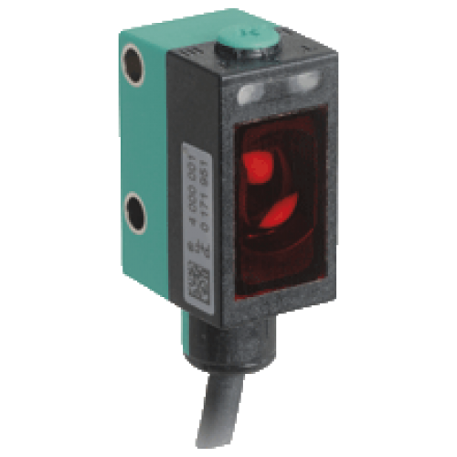 ML6-54-G/25/115/136 Şeffaf (cam) Malzeme için Minyatür Kübik, Kırmızı Işık, 6m Algılama, 2 x Push-Pull L.On / D.On, 2m Kablolu Reflektörlü Fotoelektrik Sensör