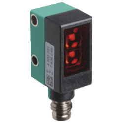 ML6-8-H-40-RT/59/95/136 Minyatür Kübik Arka Fon Bastırmalı Kırmızı Işık, 40 mm Algılama, 2 x Push-Pull L.On + D.On Çıkış, M8 4 Pin Konnektörlü Cisimden Yansımalı Fotoelektrik Sensör