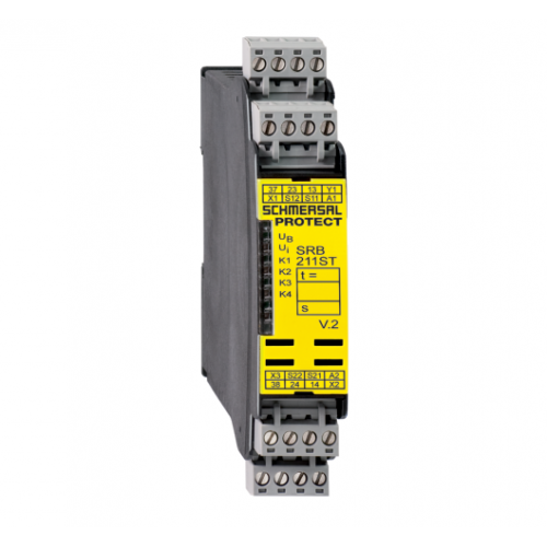 SRB211ST  3 x NO , 1 x NC, Röle Çıkışlı, Zaman Ayarlı, 24VAC/DC Emniyet Rölesi