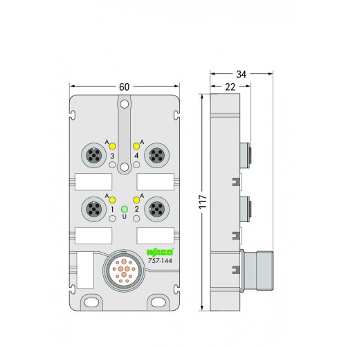 757-145  M12, 4 yollu, 5 kutuplu, M23 konnektörlü LED’ li