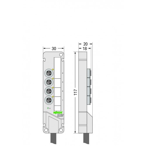 757-443/000-010  M8 sensör/aktüatör kutusu; 4 kanal; 3 kutuplu; 10 m bağlantı kablosu