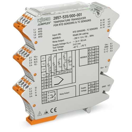 2857-535/000-001    RTD , Termokupl multifonksiyon Çevirici,  RS-485 üzerinden Modbus RTU, 2 iletkenli, Max. 64