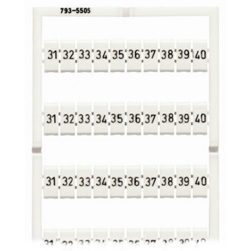 793-5505 WMB ETİKETLEME SİSTEMİ - YATAY ETİKETLEME, 5-5.2mm 31… 40 (10x), etiket sayfası,  beyaz (5 ADET)