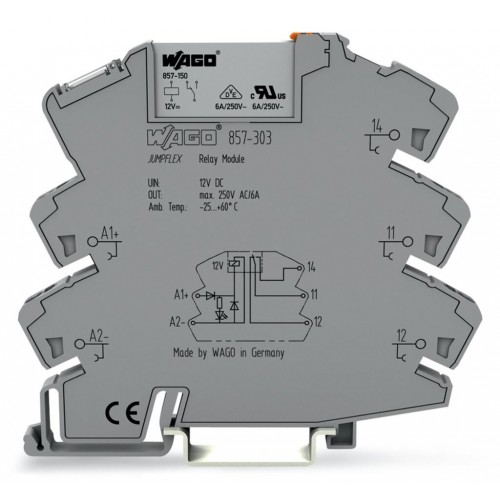 857-303  PLC RÖLE, RAY TİPİ, 6mm, TAKILABİLİR RÖLE, 6A, 1 DEĞİŞTİRİCİ KONTAK, DC 12 V, 17mA