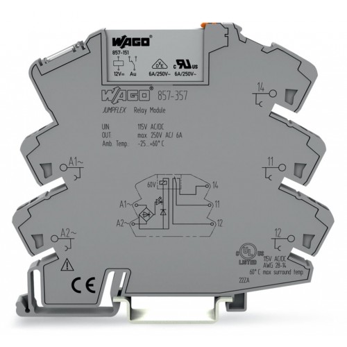 857-357  PLC RÖLE, RAY TİPİ, 6mm, TAKILABİLİR RÖLE, 6A, 1 DEĞİŞTİRİCİ KONTAK,  AC/DC 115 V, 3.5mA